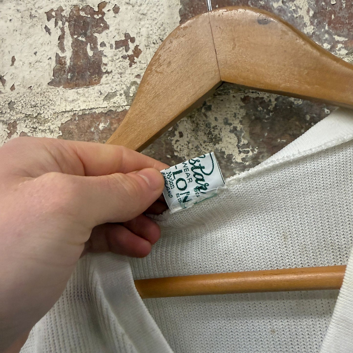 1950s White British V-Neck T-shirt