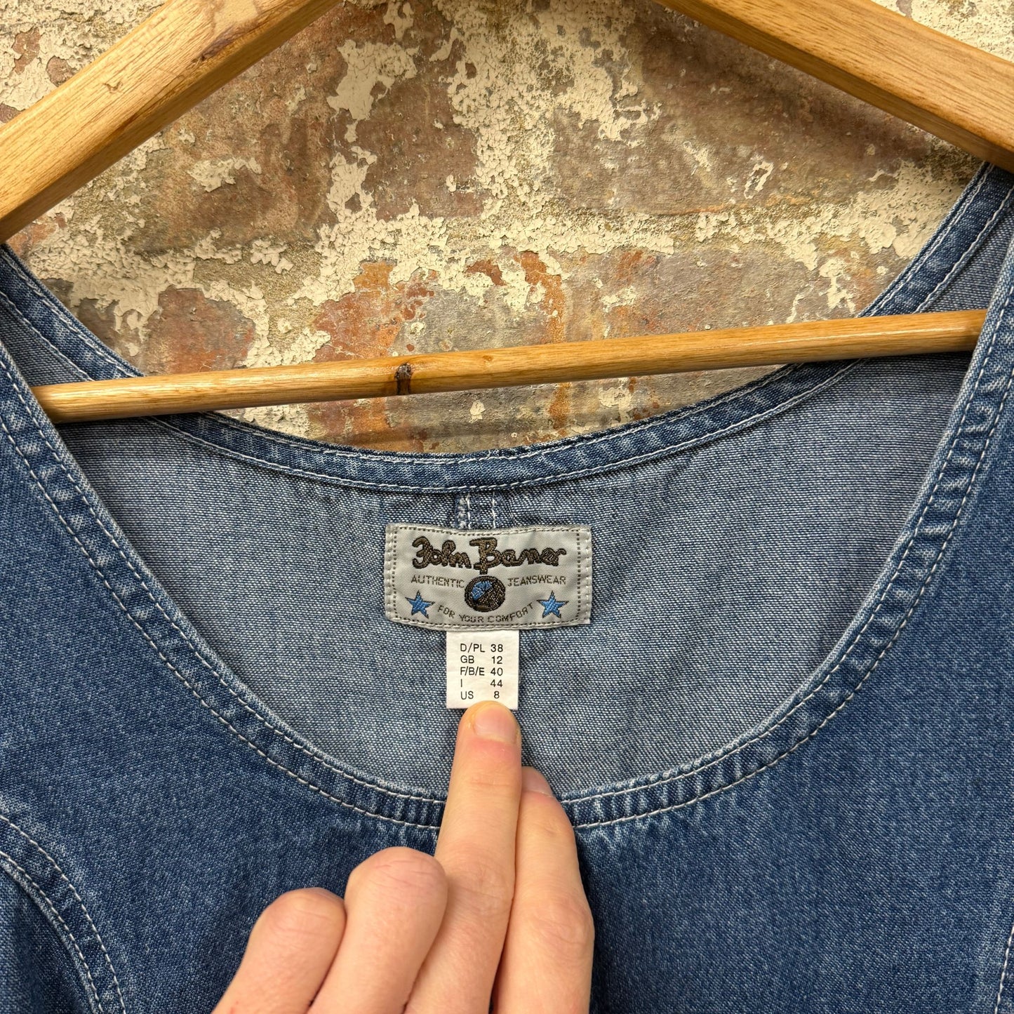 1990s Blue Denim Smock Dress