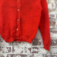 1950s Red Wool Knitted Cardigan Jumper