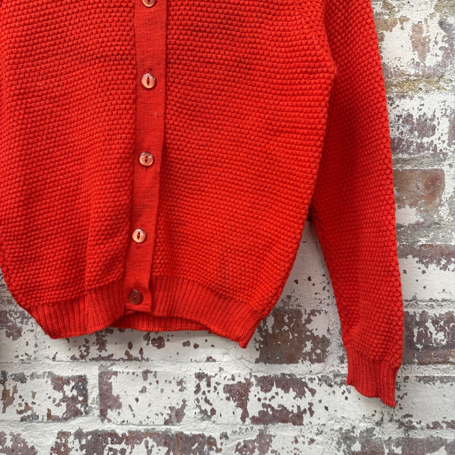 1950s Red Wool Knitted Cardigan Jumper