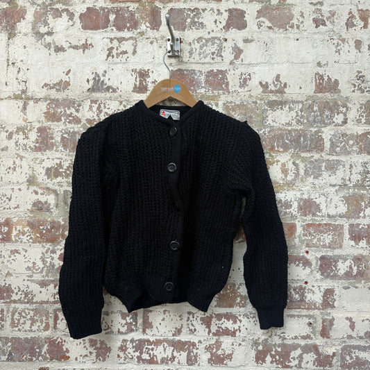 1960s Black Knitted Button Cardigan Jumper