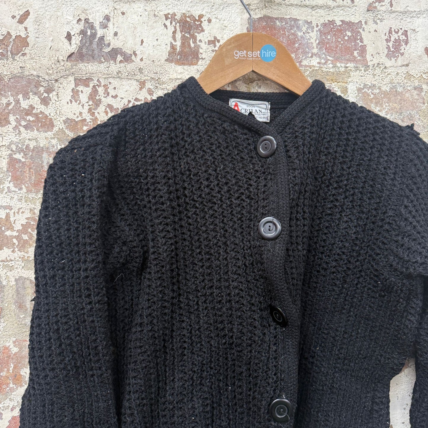 1960s Black Knitted Button Cardigan Jumper