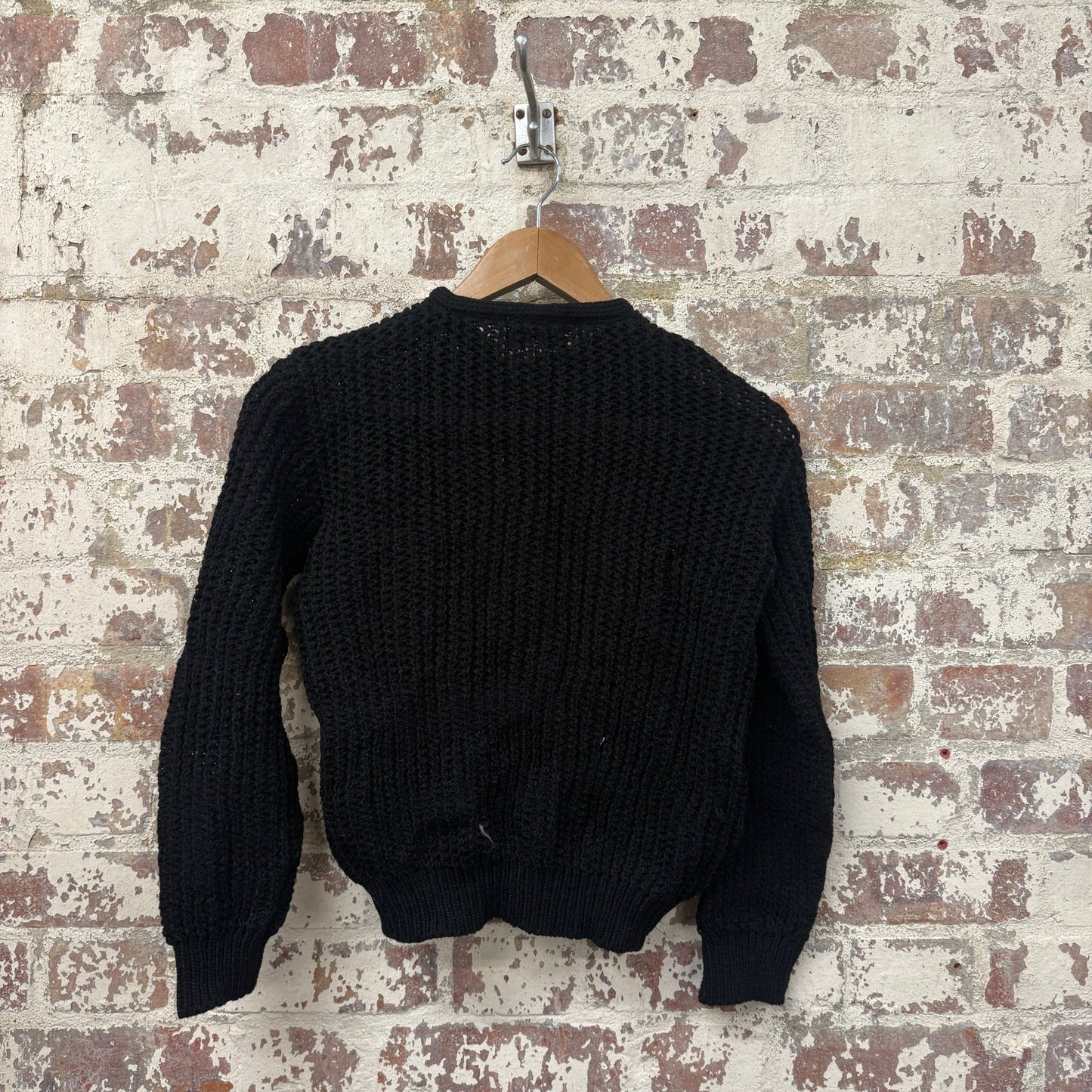 1960s Black Knitted Button Cardigan Jumper