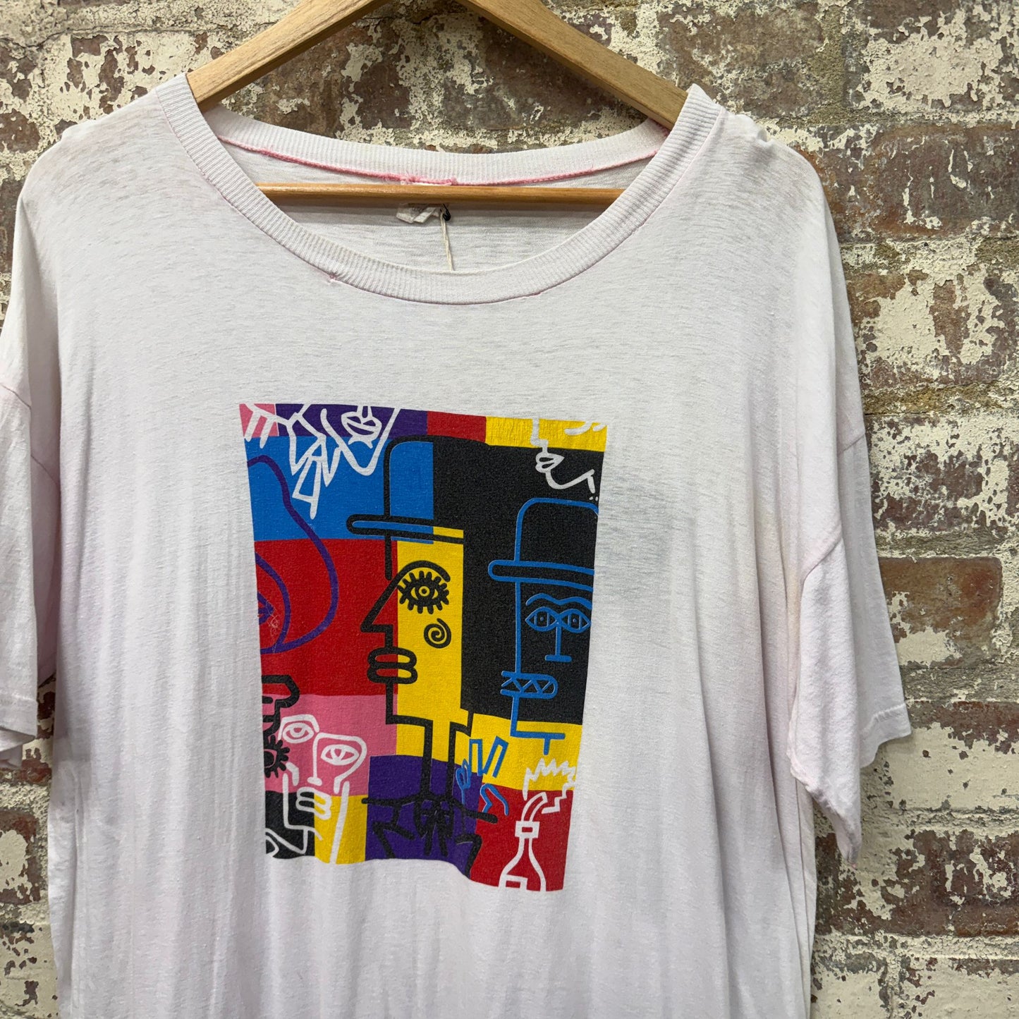 1990s Light Pink Art Graphic T-shirt