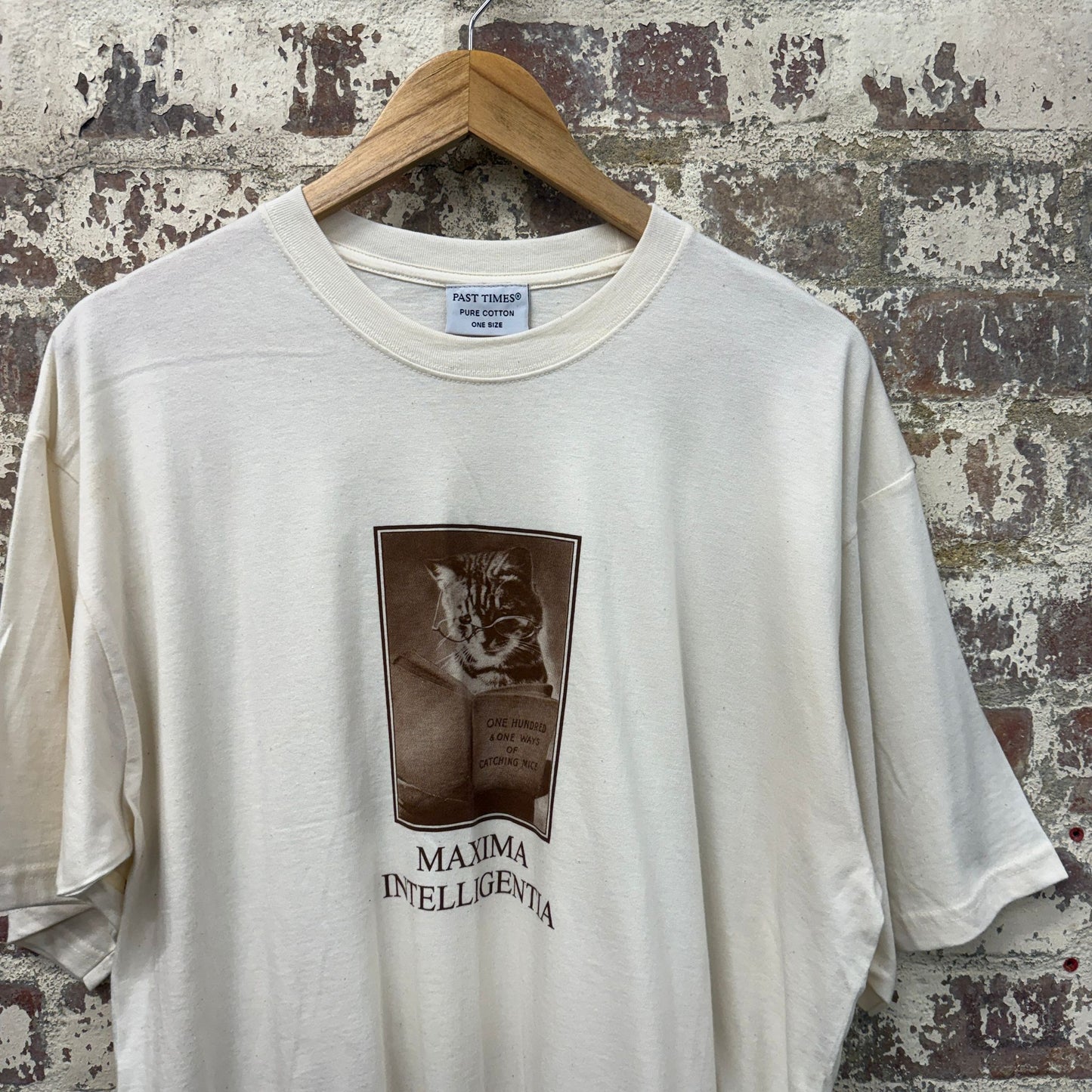 1990s Cream Graphic Cat T-Shirt