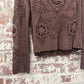 1990s Brown Knitted Crochet Blouse Jumper