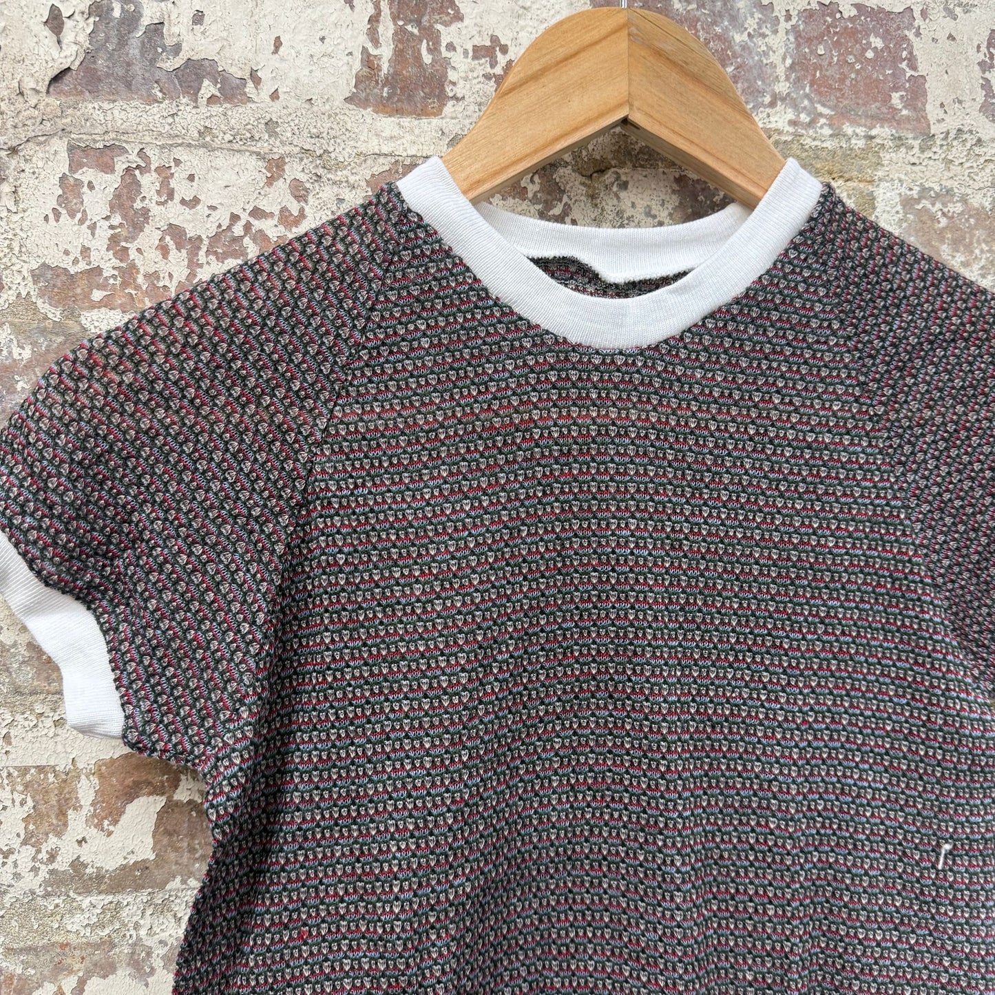 1970s Patterned Raglan Knitted T-shirt