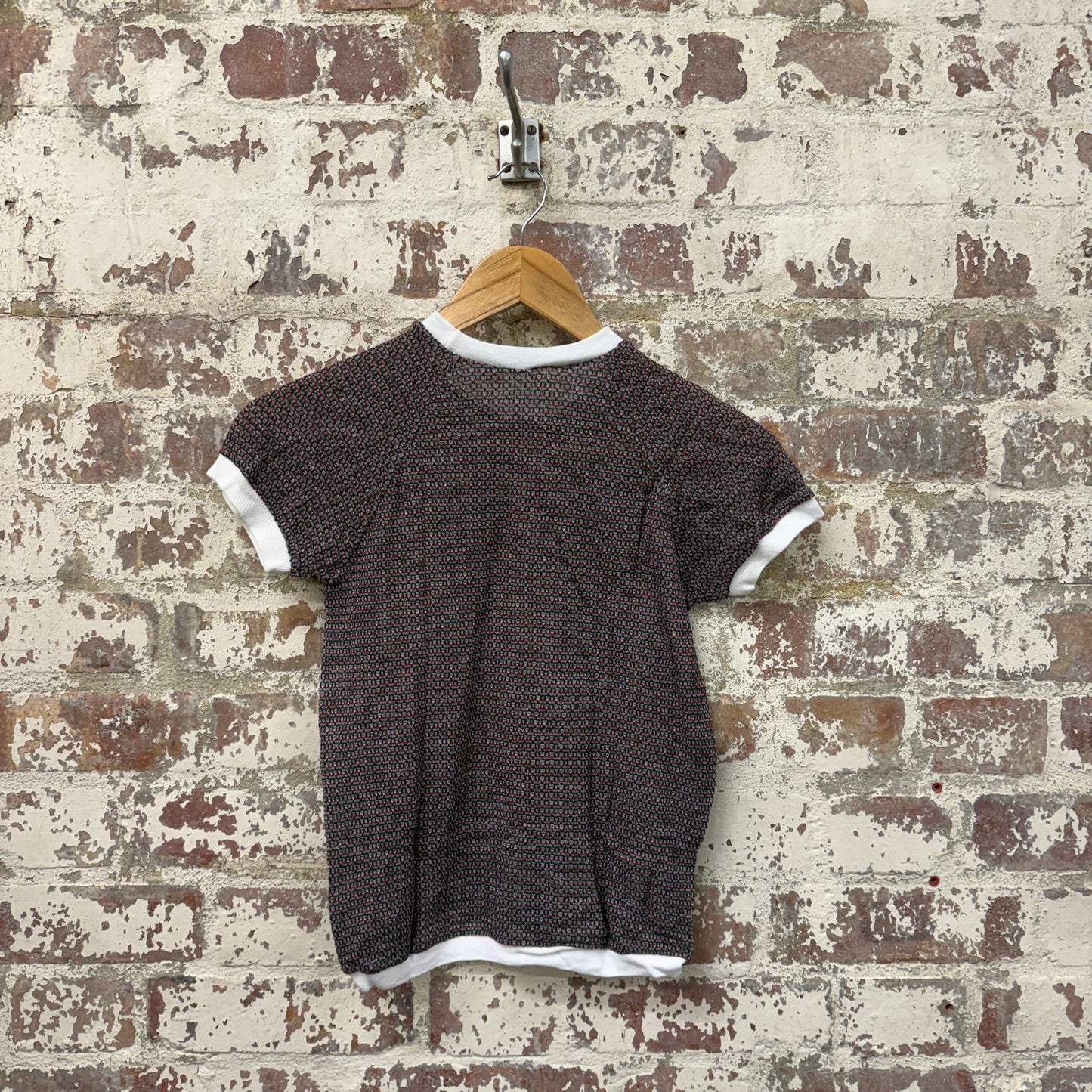1970s Patterned Raglan Knitted T-shirt