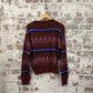 1960s Red Wool Patterned Knitted Jumper