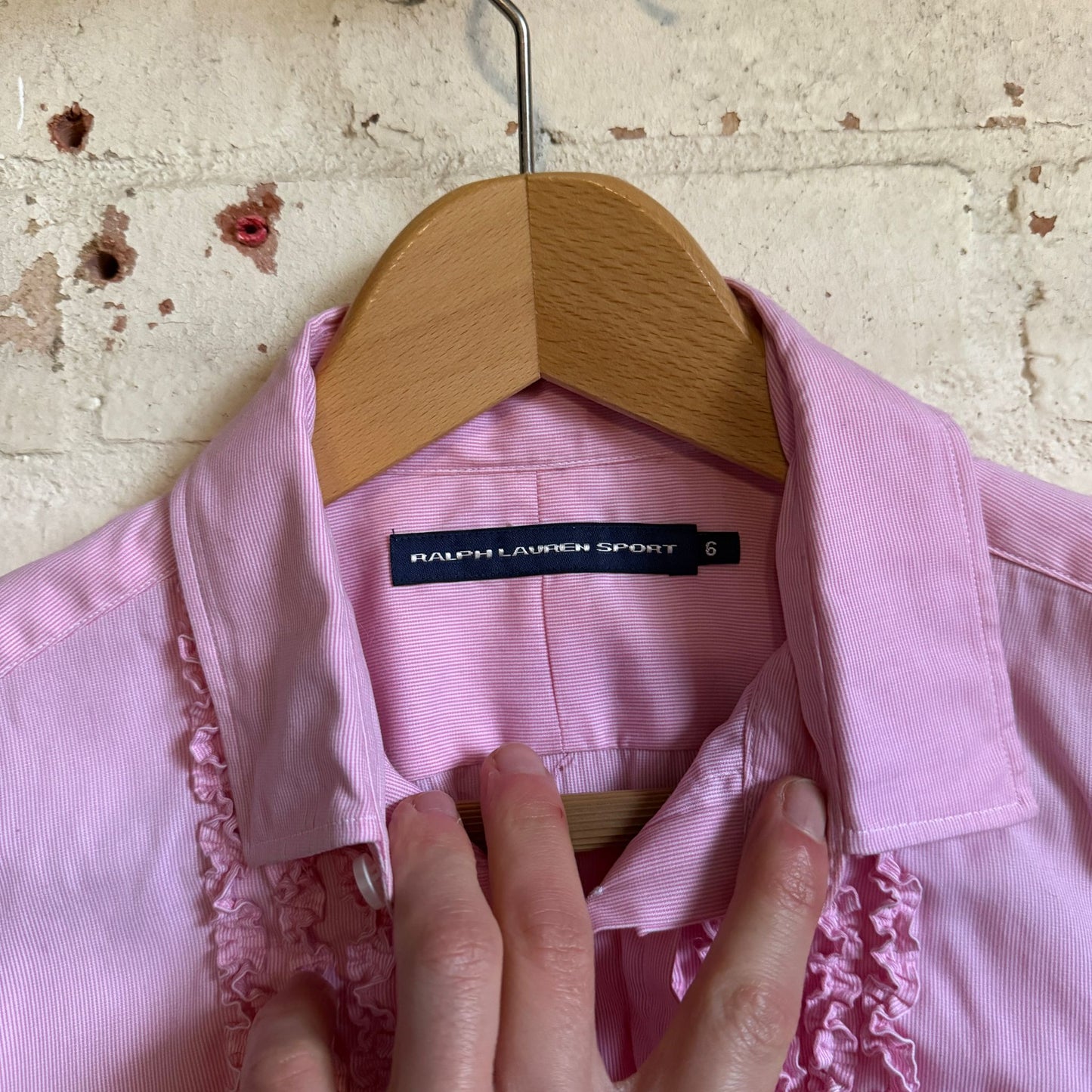 2000s Pink Ralph Lauren Ruffle Shirt