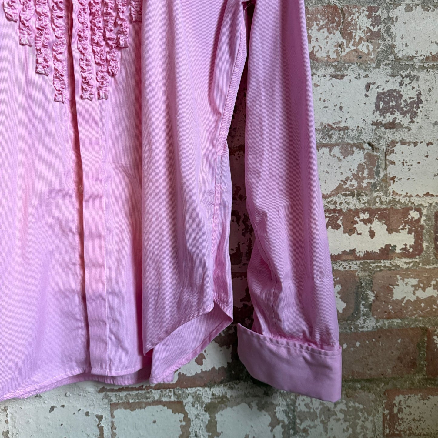 2000s Pink Ralph Lauren Ruffle Shirt