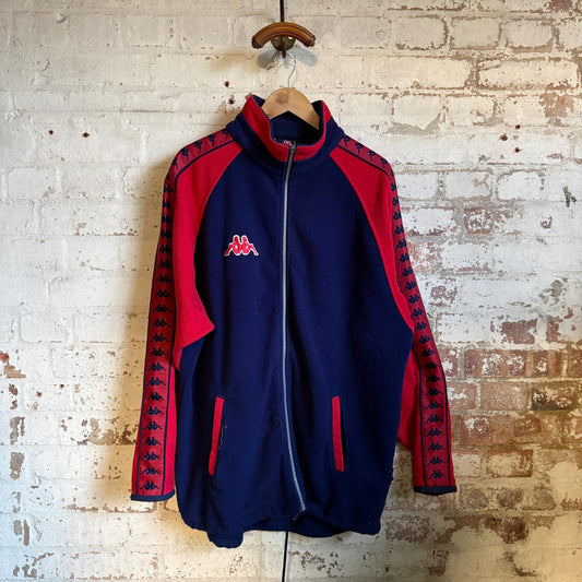 1990s Navy and Red Kappa Zip Up Fleece