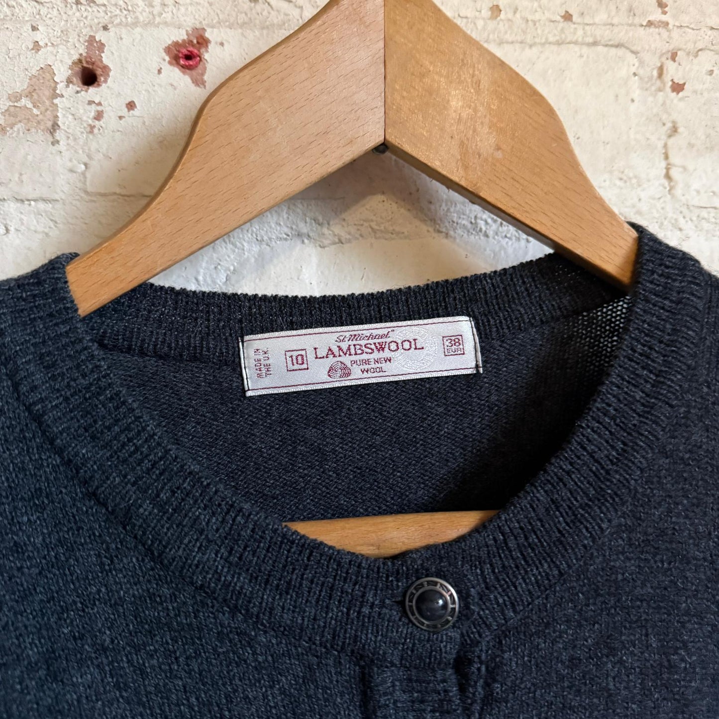1980s Dark Grey St Michaels Knitted Cardigan Jumper