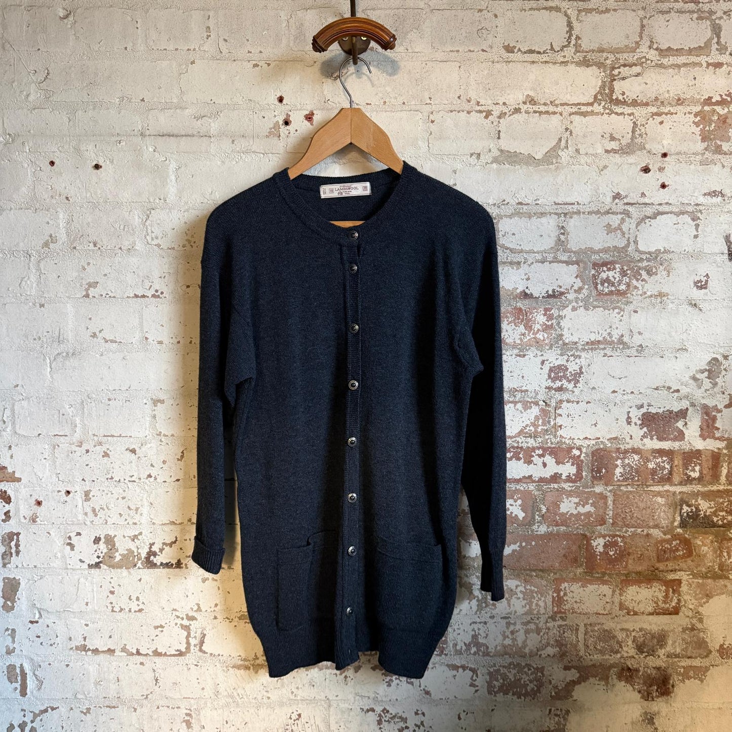 1980s Dark Grey St Michaels Knitted Cardigan Jumper