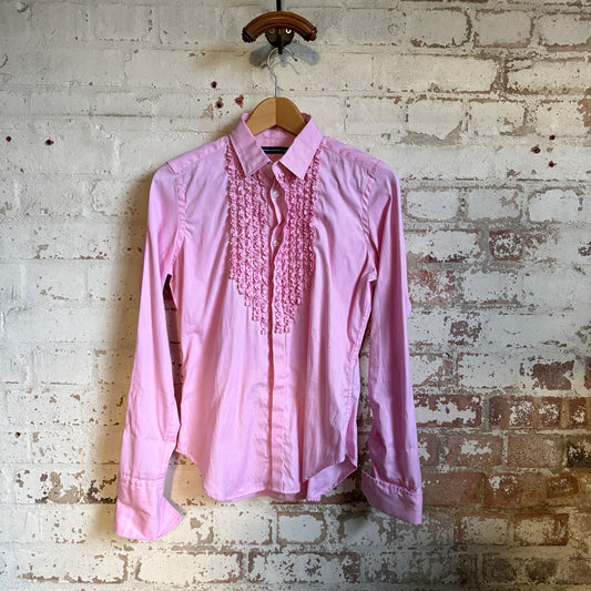2000s Pink Ralph Lauren Ruffle Shirt