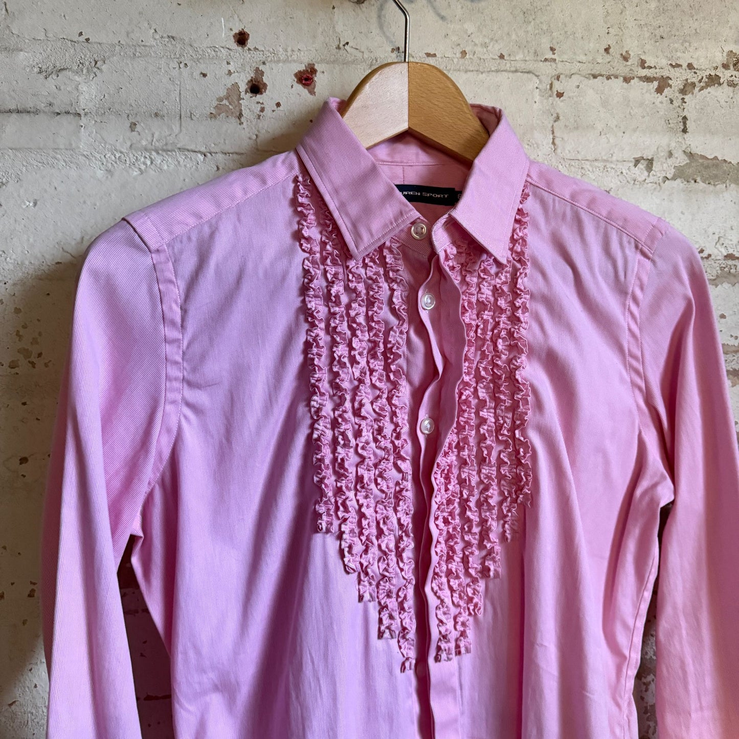 2000s Pink Ralph Lauren Ruffle Shirt