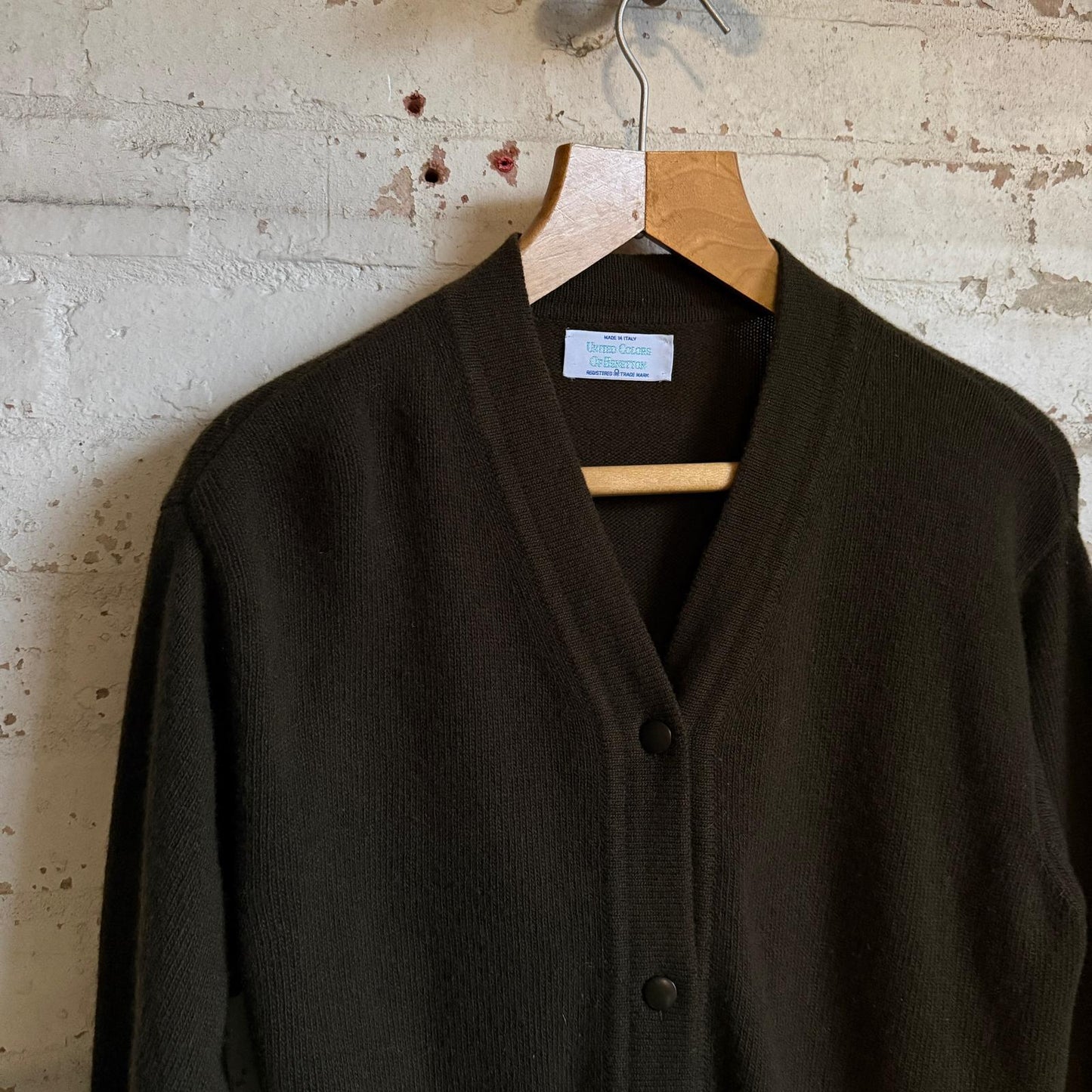 1980s Brown Knitted United Colors Of Benetton Cardigan Jumper