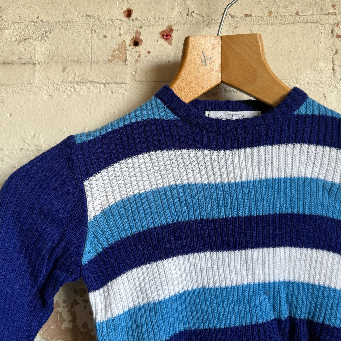 1970s Blue Navy Stripe Knitted Jumper