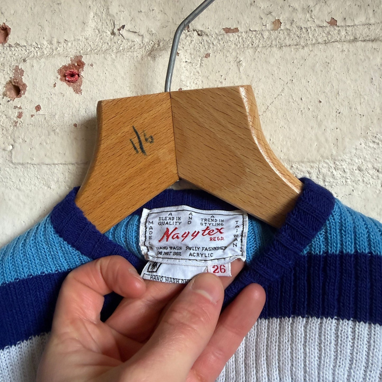 1970s Blue Navy Stripe Knitted Jumper