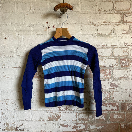 1970s Blue Navy Stripe Knitted Jumper