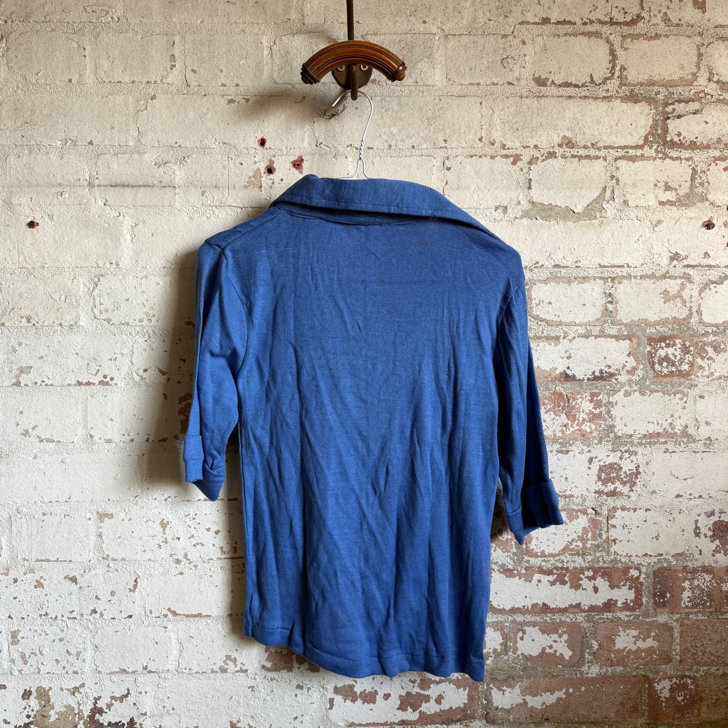 1970s Blue John Craig Cotton Collared Shirt Top