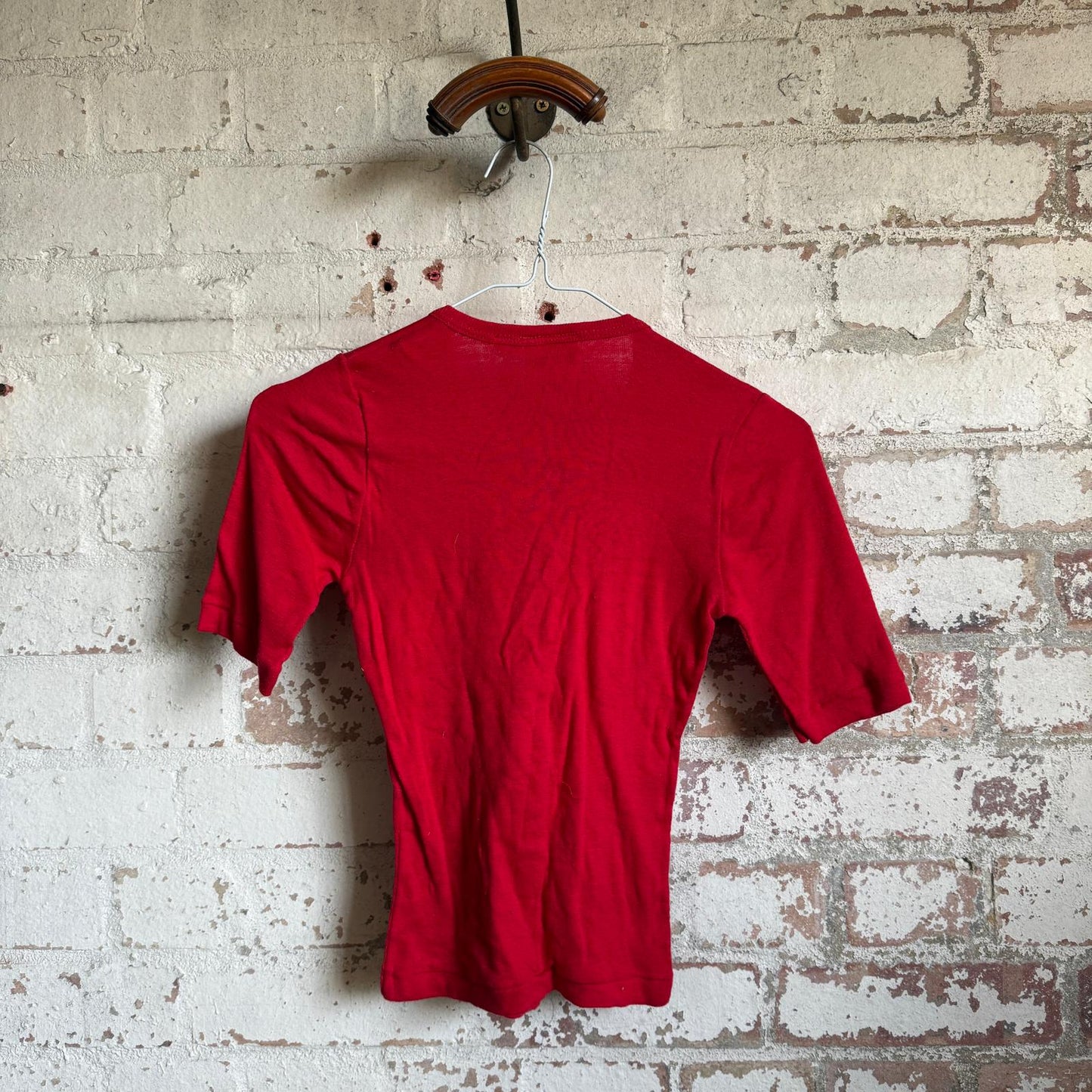 1970s Red Button Cotton T-shirt
