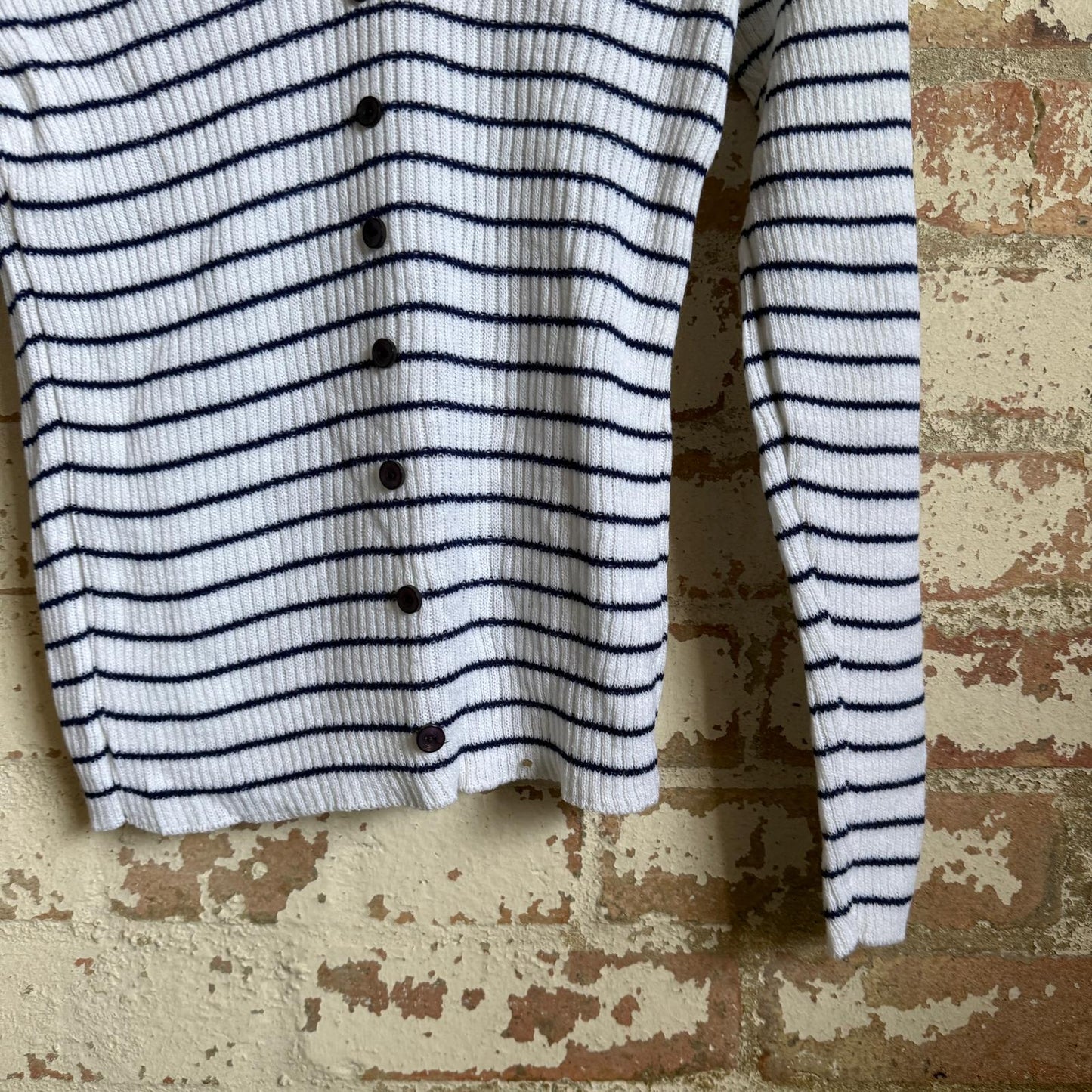 1980s White Stripe Knitted Cardigan