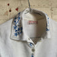 1960s White Wool Flower Knitted Collar Cardigan