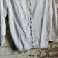 1960s White Wool Flower Knitted Collar Cardigan