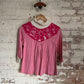 1970s Pink Stripe Long Sleeve Top Unusual Shirt