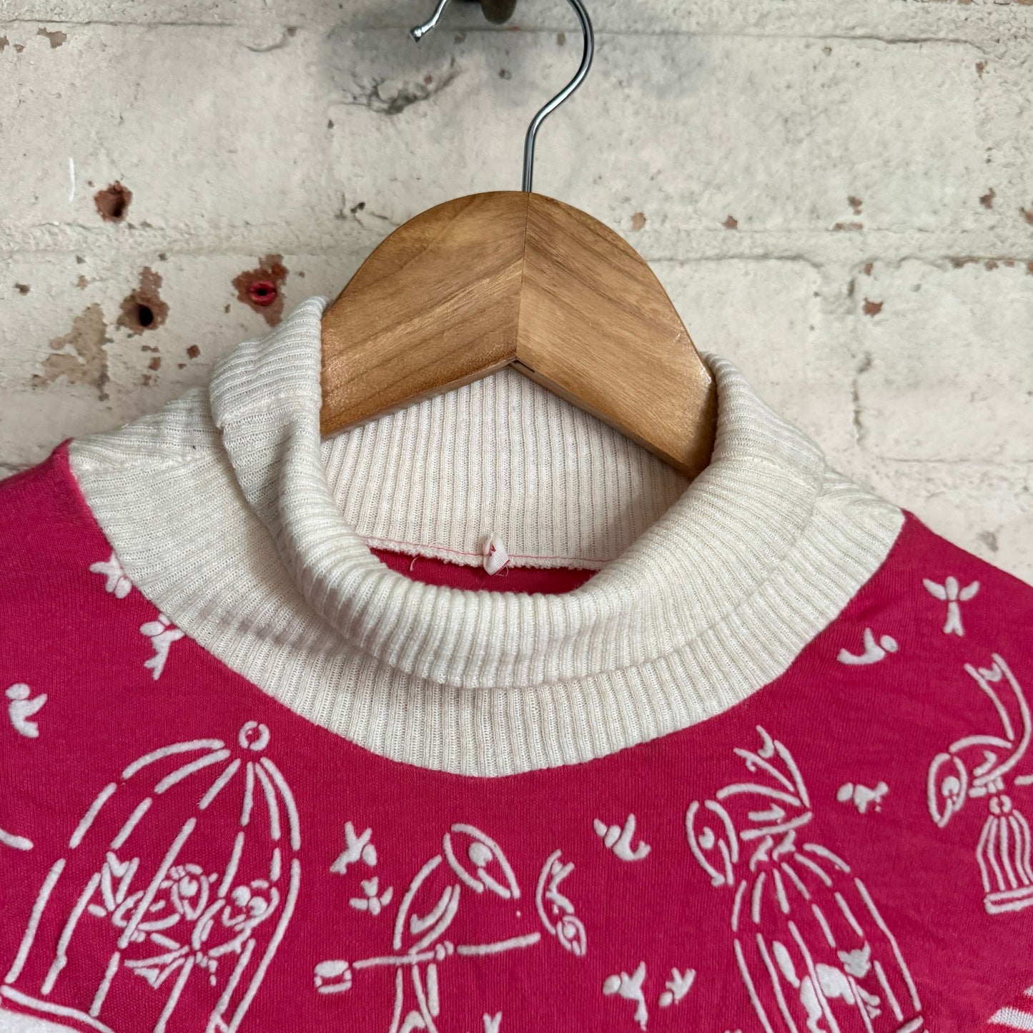 1970s Pink Stripe Long Sleeve Top Unusual Shirt
