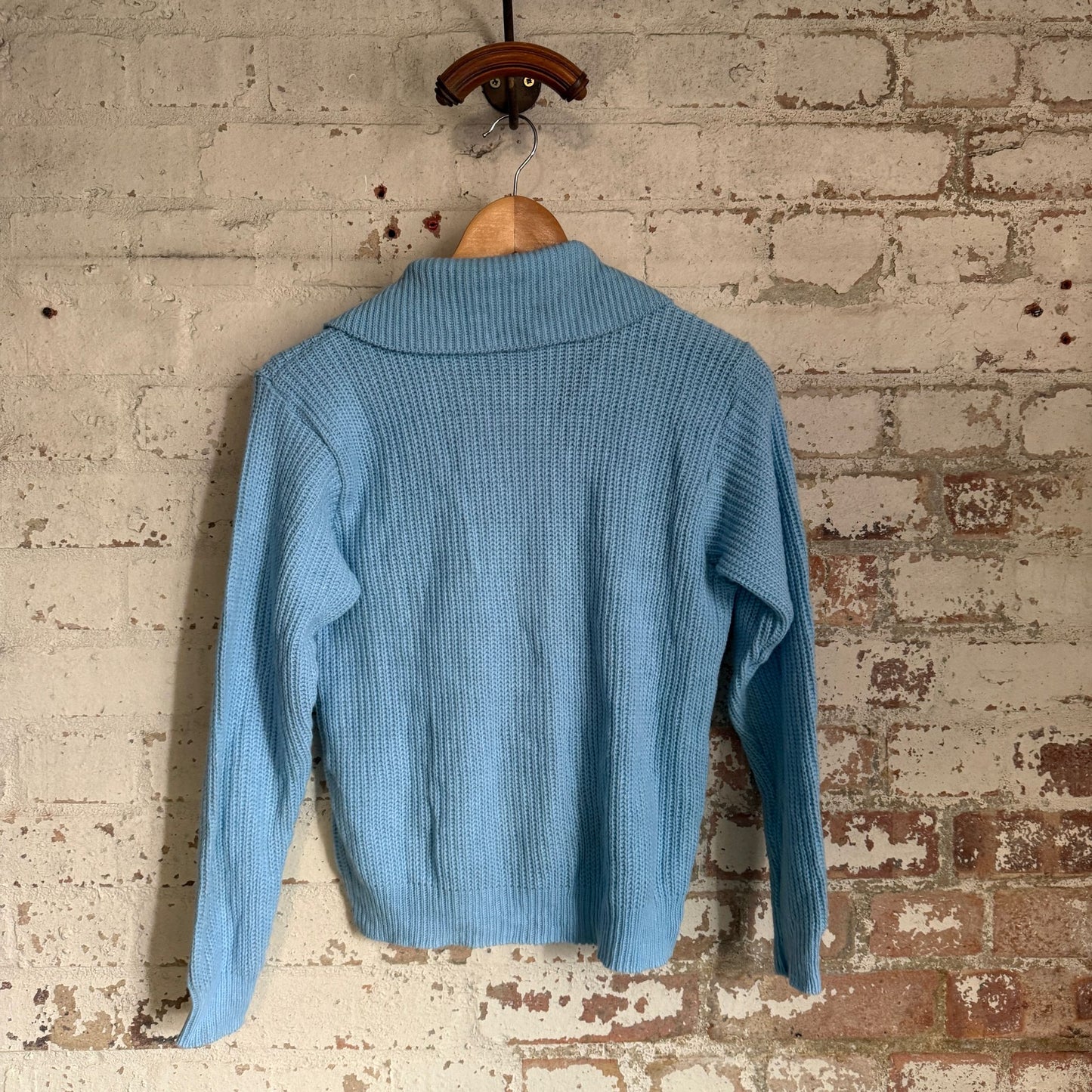 1960s Baby Blue British Knitted Cardigan Jumper