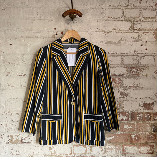 1970s Black and Yellow Stripe Boating Style Blazer Jacket