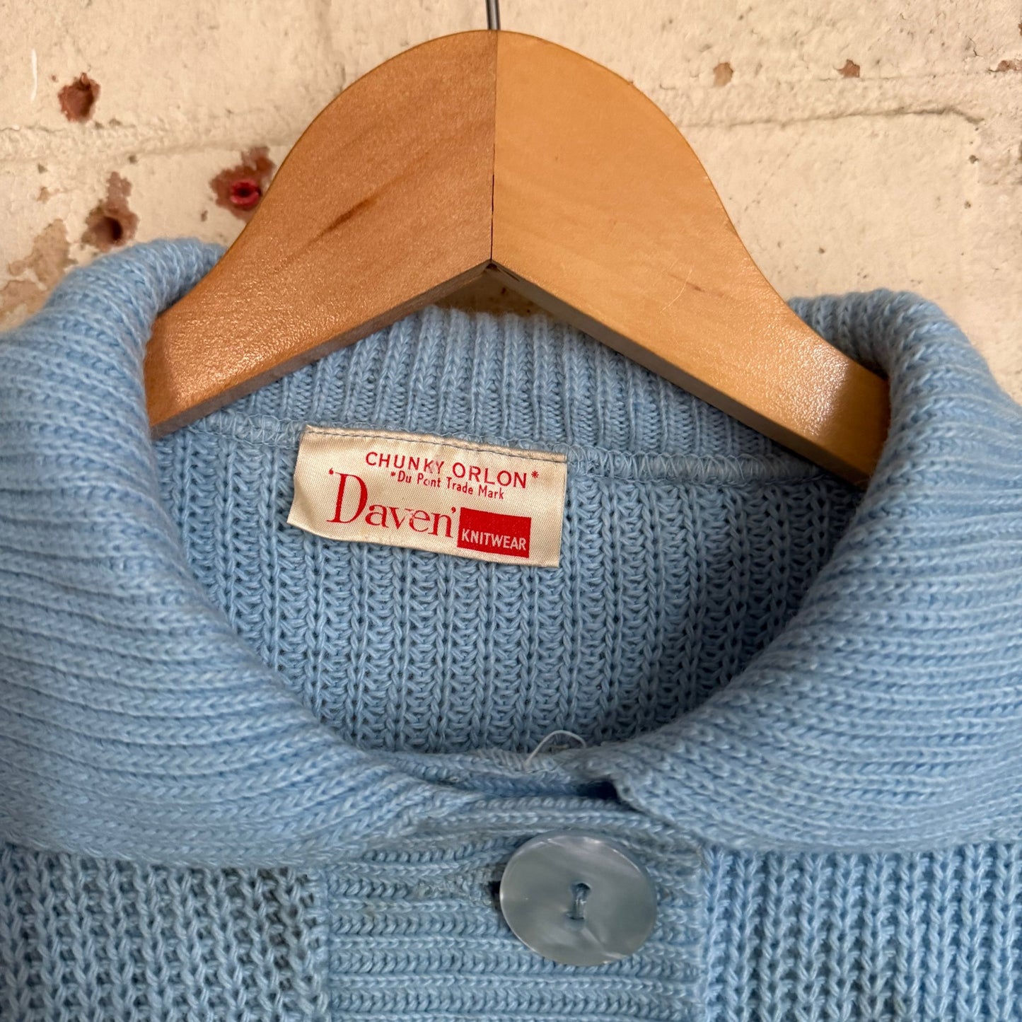 1960s Baby Blue British Knitted Cardigan Jumper