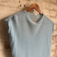 1970s Blue Knitted Cotton Sleeveless Vest Top
