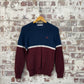 1970s Navy and Red Wool Knitted Jumper