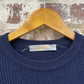 1970s Navy and Red Wool Knitted Jumper