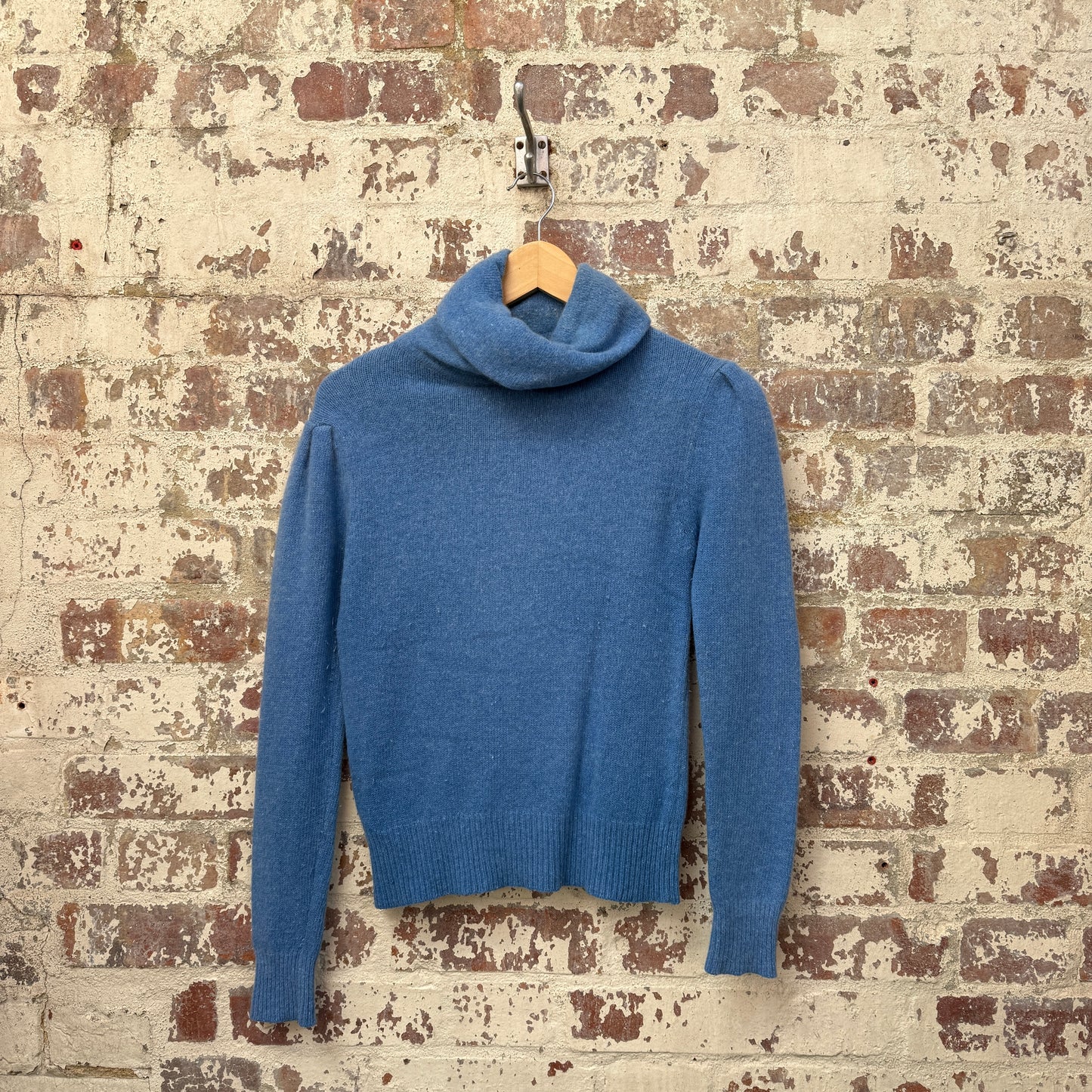 1970s Baby Blue Roll Neck Knitted Jumper