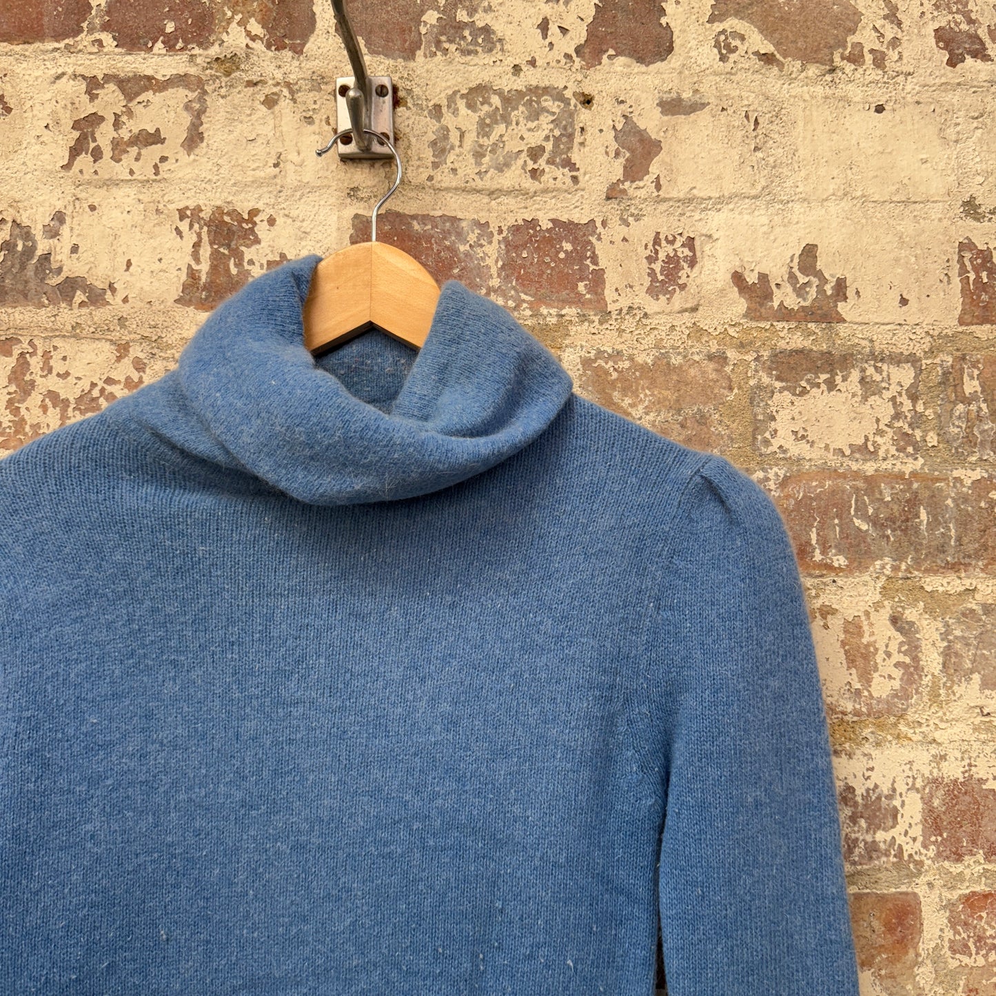 1970s Baby Blue Roll Neck Knitted Jumper