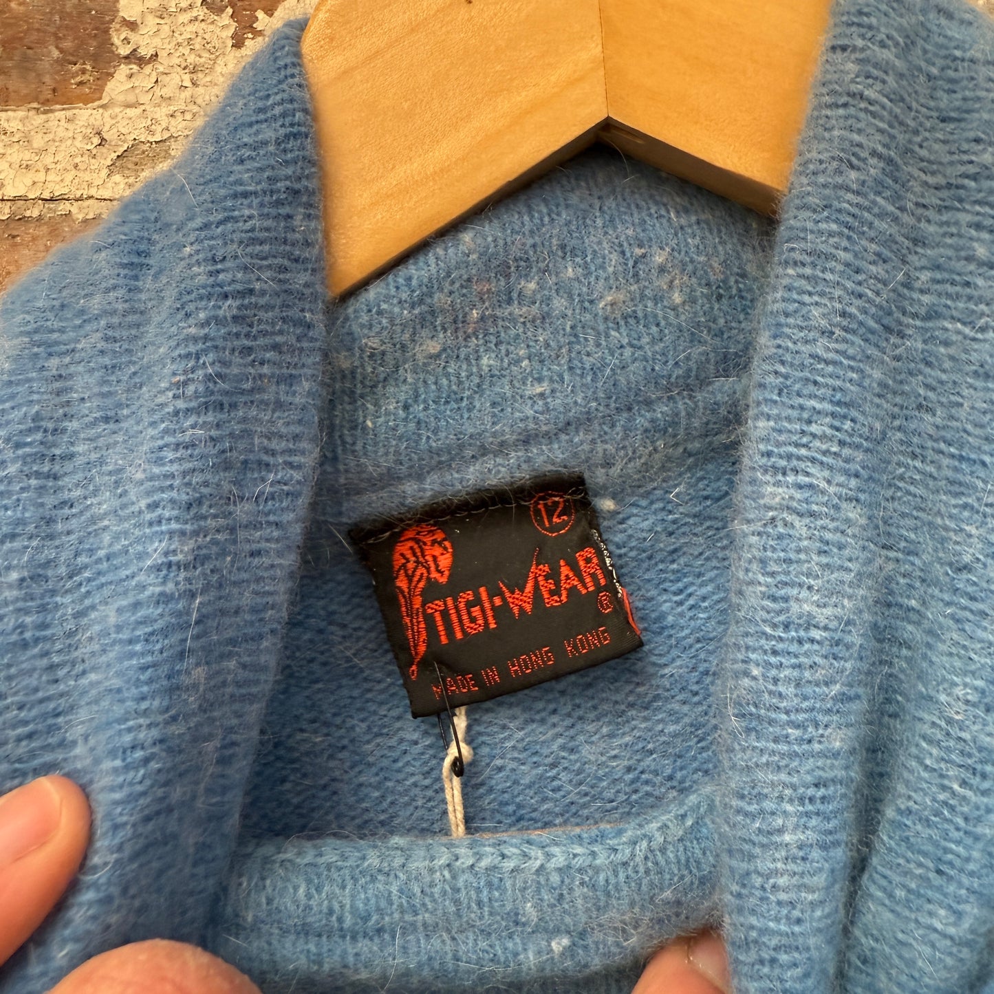1970s Baby Blue Roll Neck Knitted Jumper