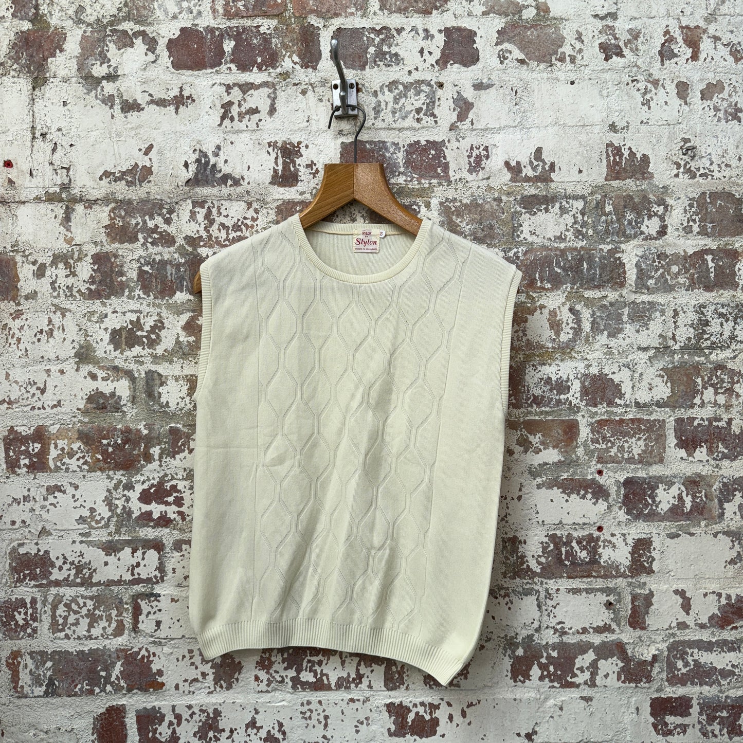 1970s Cream British Patterned Vest Top