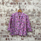 1970s Pink Cotton Patterned Blouse Shirt