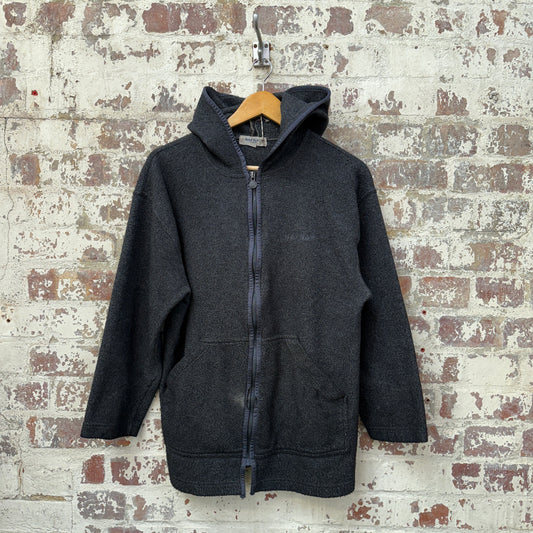 1990s Dark Grey NAF NAF Fleece Hoodie Jumper