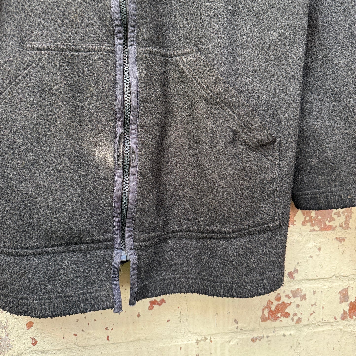 1990s Dark Grey NAF NAF Fleece Hoodie Jumper