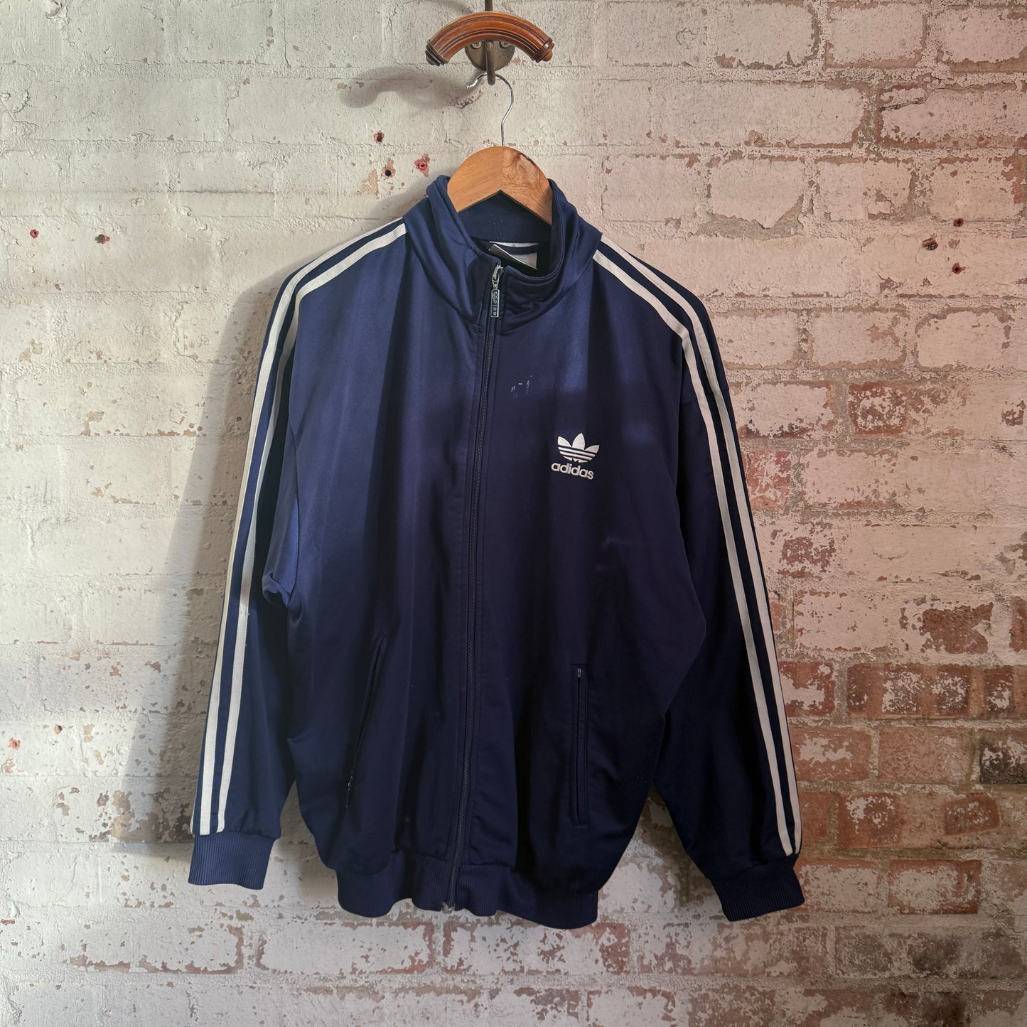 1990s Navy Adidas Trefoil Zip Up Track Top