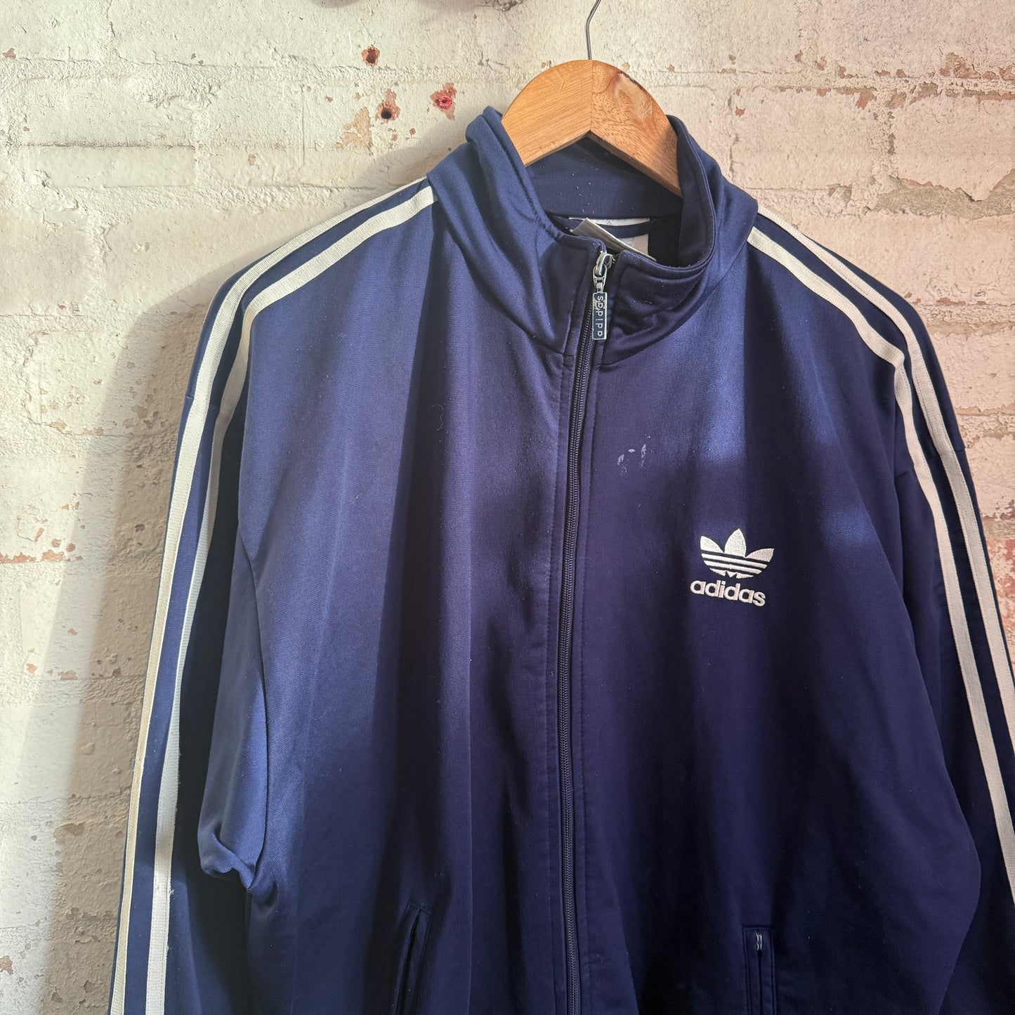 1990s Navy Adidas Trefoil Zip Up Track Top