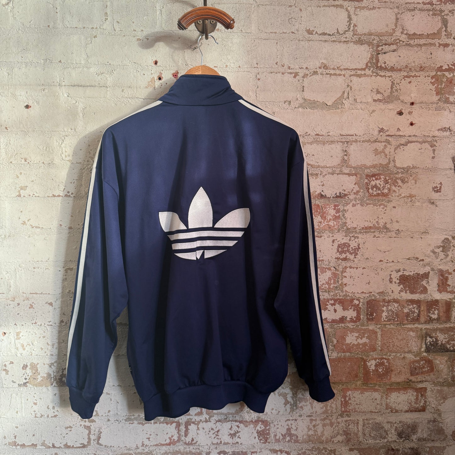 1990s Navy Adidas Trefoil Zip Up Track Top