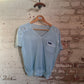 1980s Baby Blue Netting V-Neck T-Shirt