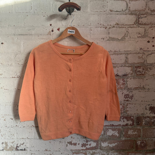 1960s 1970s Orange Wool Knitted Button cardigan Jumper
