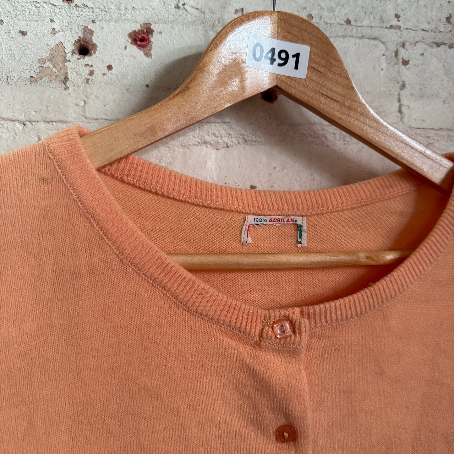 1960s 1970s Orange Wool Knitted Button cardigan Jumper
